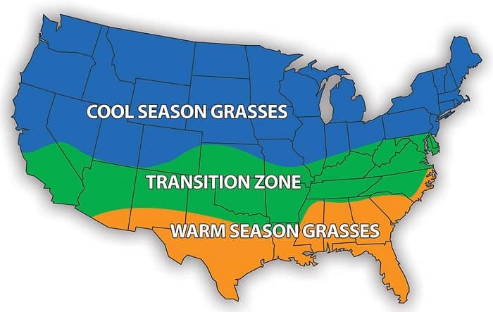 warm and cool season region map of usa